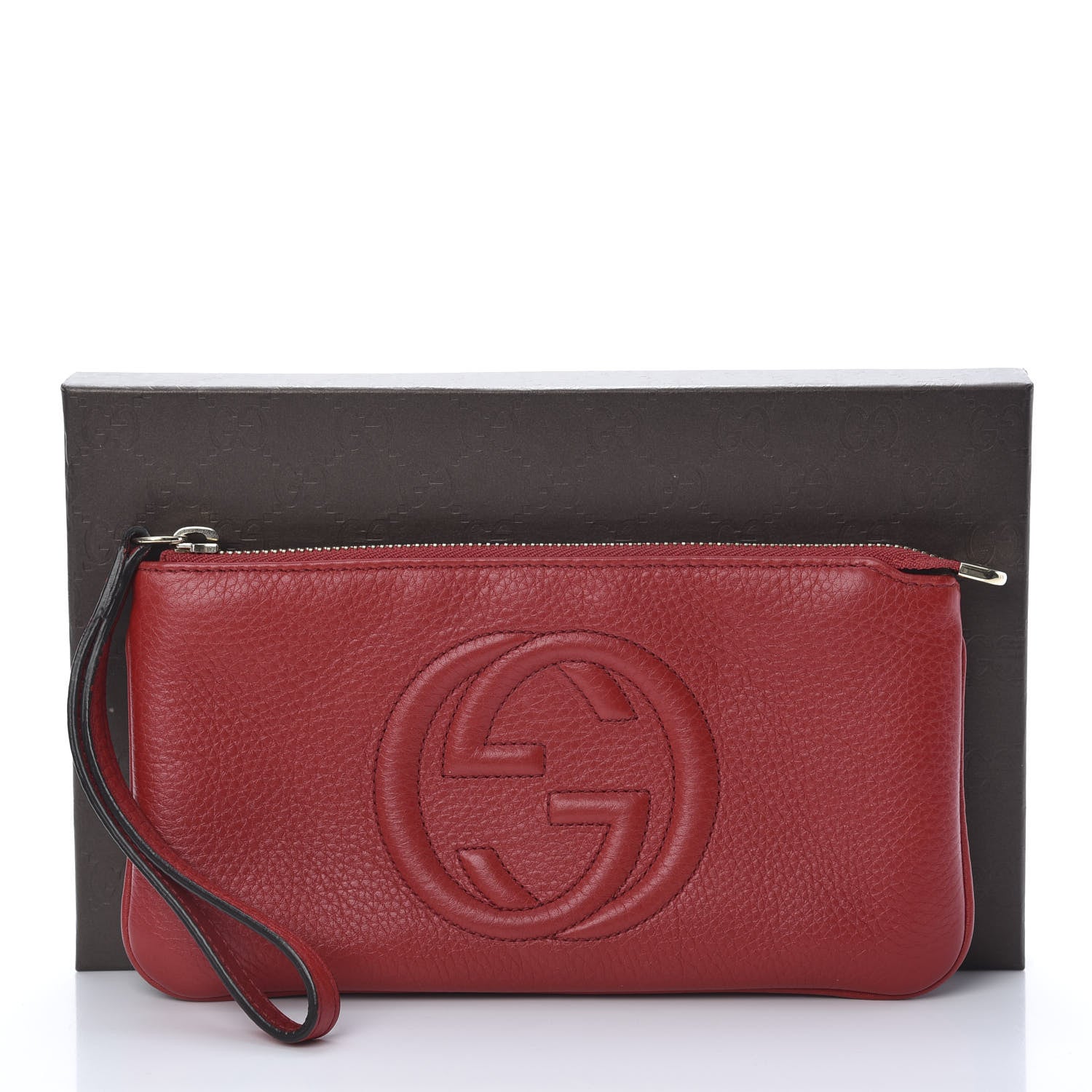 Gucci Pebbled Calfskin Soho Wristlet Vibrant Red 8 of 8