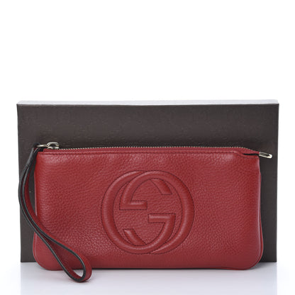 Gucci Pebbled Calfskin Soho Wristlet Vibrant Red 8 of 8