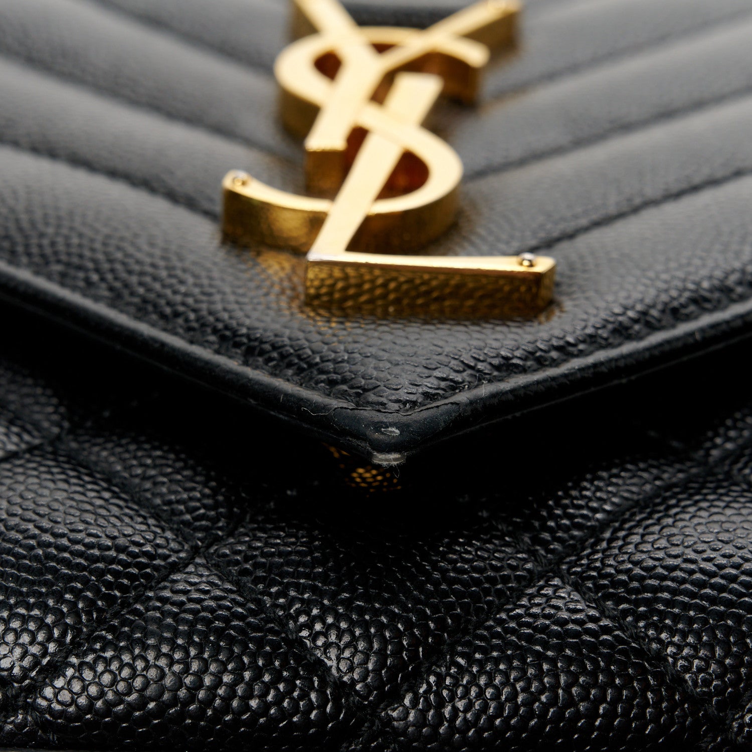 Saint Laurent Grain De Poudre Textured Mixed Matelasse Triquilt Small Monogram Satchel Black Blue 12 of 12
