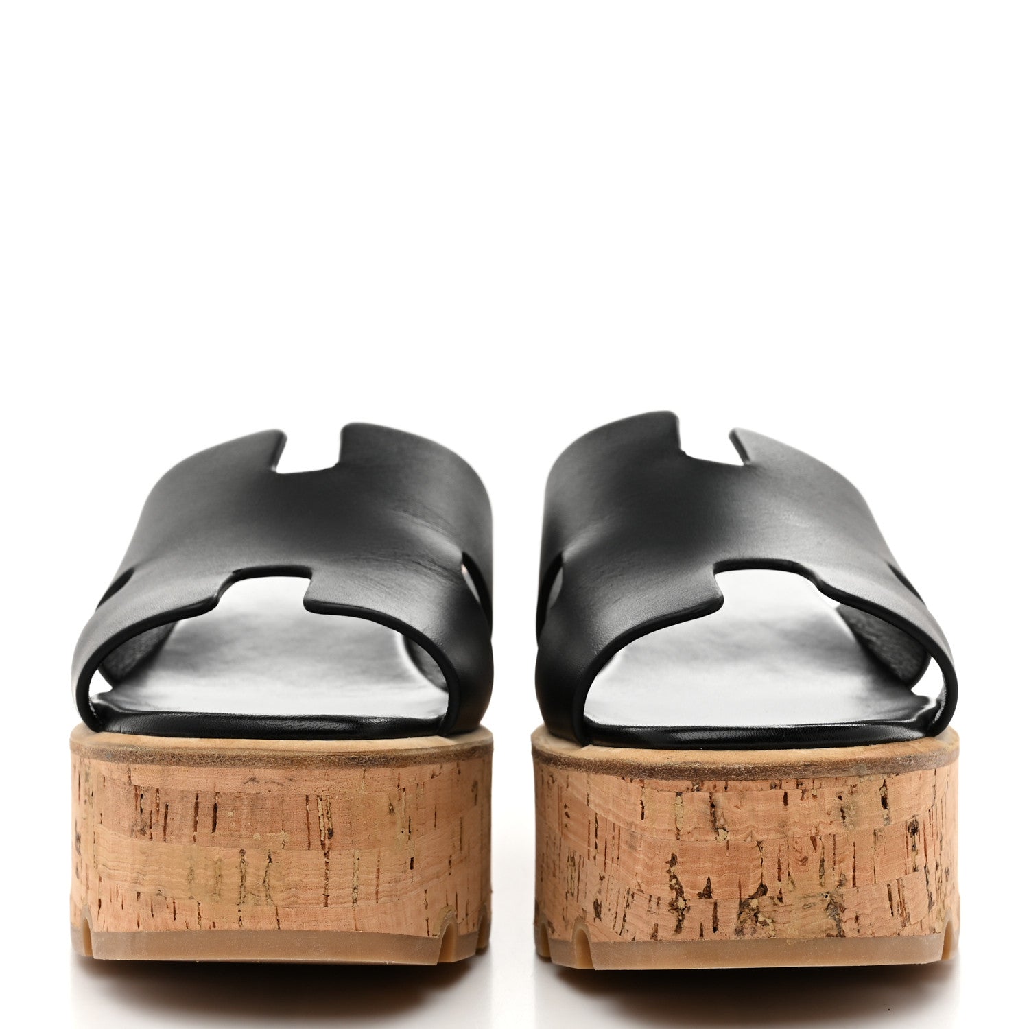 Hermes Calfskin Cork Eze 30 Sandals 37 Black 3 of 10