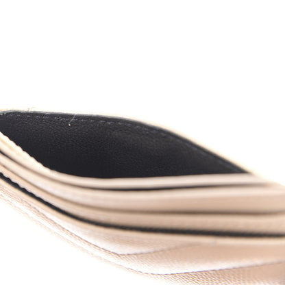Saint Laurent Grain De Poudre Matelasse Chevron Monogram Credit Card Case Nude Powder 9 of 10
