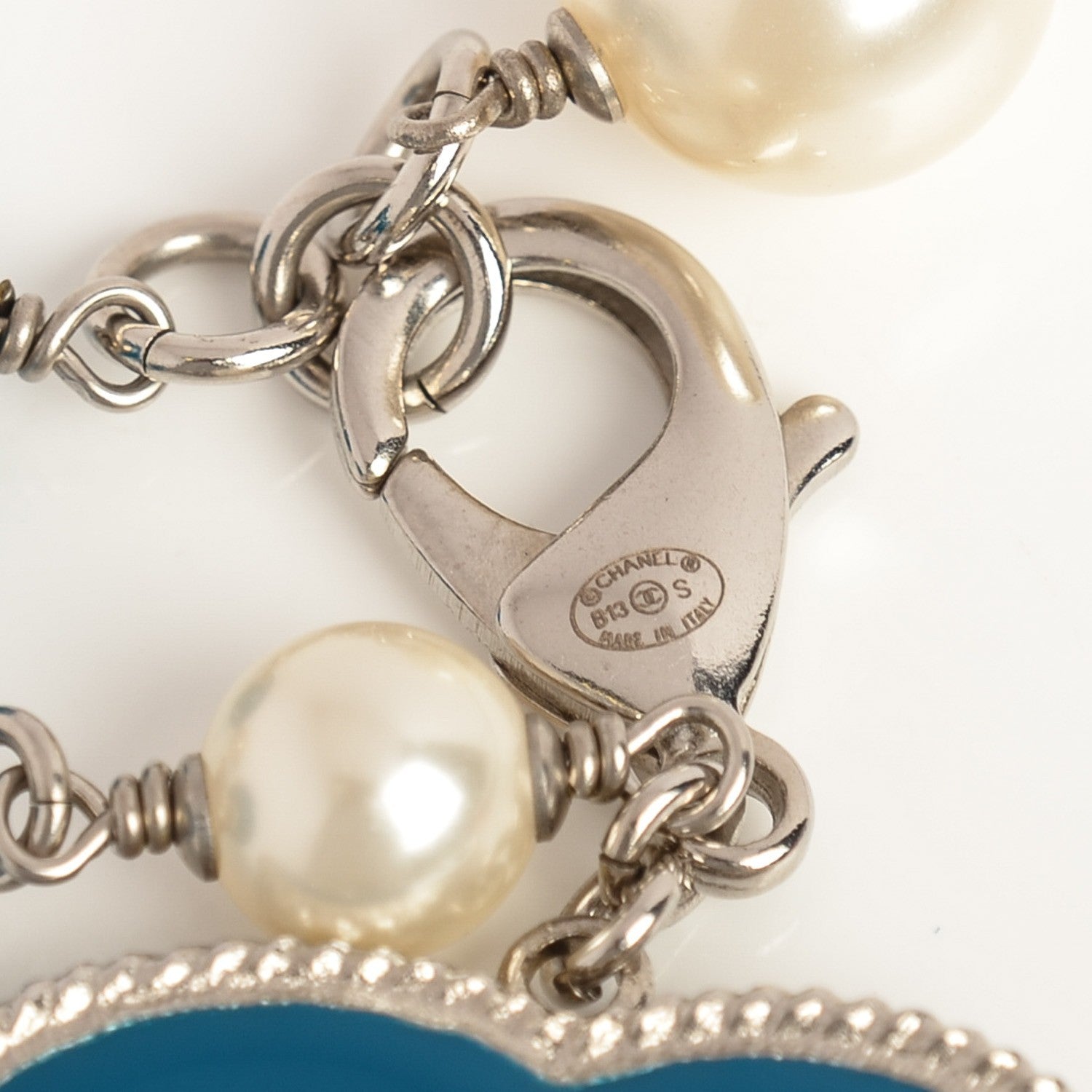 Chanel Pearl Bead CC Bracelet Blue 5 of 5