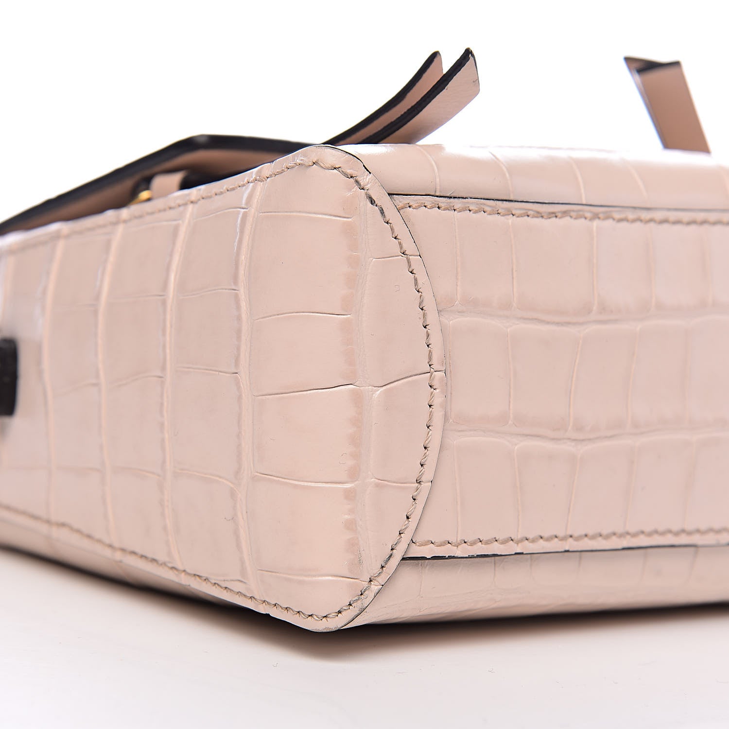 Chloe Calfskin Crocodile Embossed Mini Faye Day Shoulder Bag Cement Pink 8 of 10