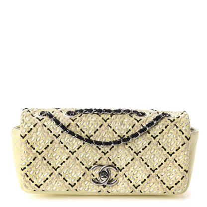 Chanel Patent Perforated Woven Flap White Black 1 of 10