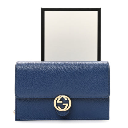 Gucci Dollar Calfskin Interlocking G Chain Wallet Caspian 10 of 10