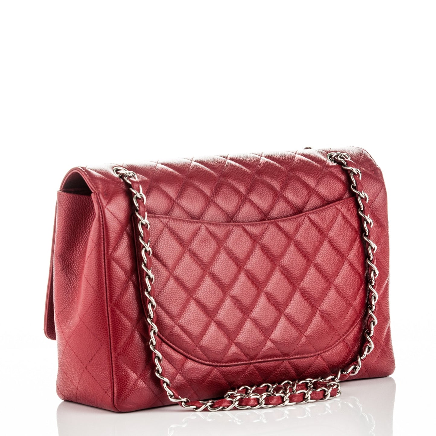 Caviar Quilted Maxi Single Flap Red