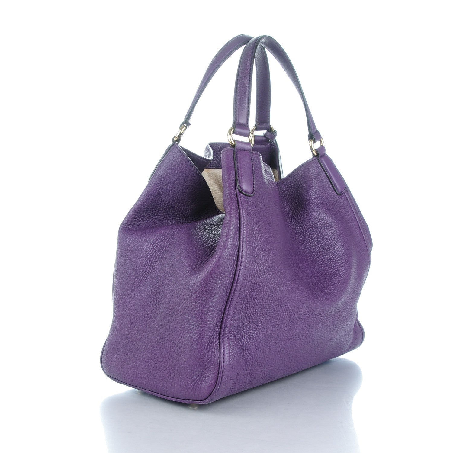 Gucci Pebbled Calfskin Medium Soho Shoulder Bag Shine Purple 3 of 8