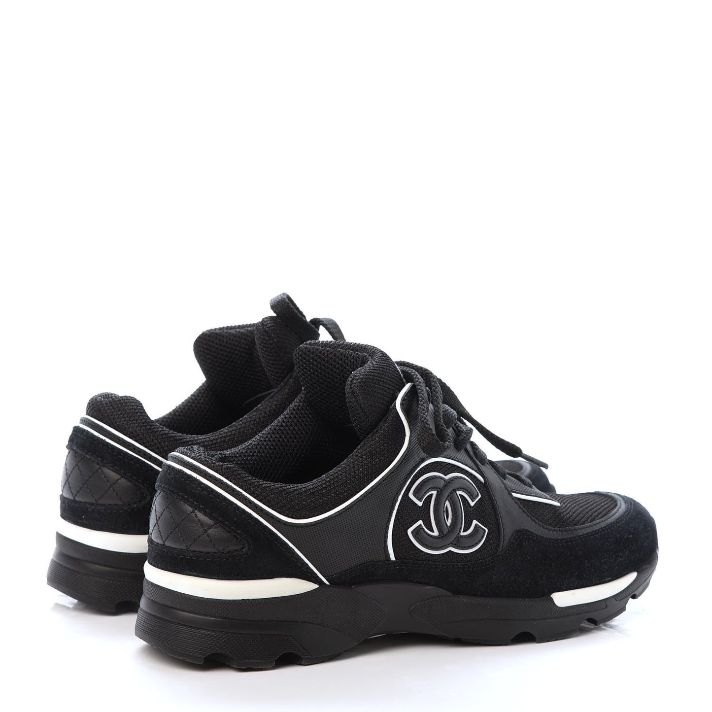 Toile Suede Calfskin CC Sneakers 36 Black White