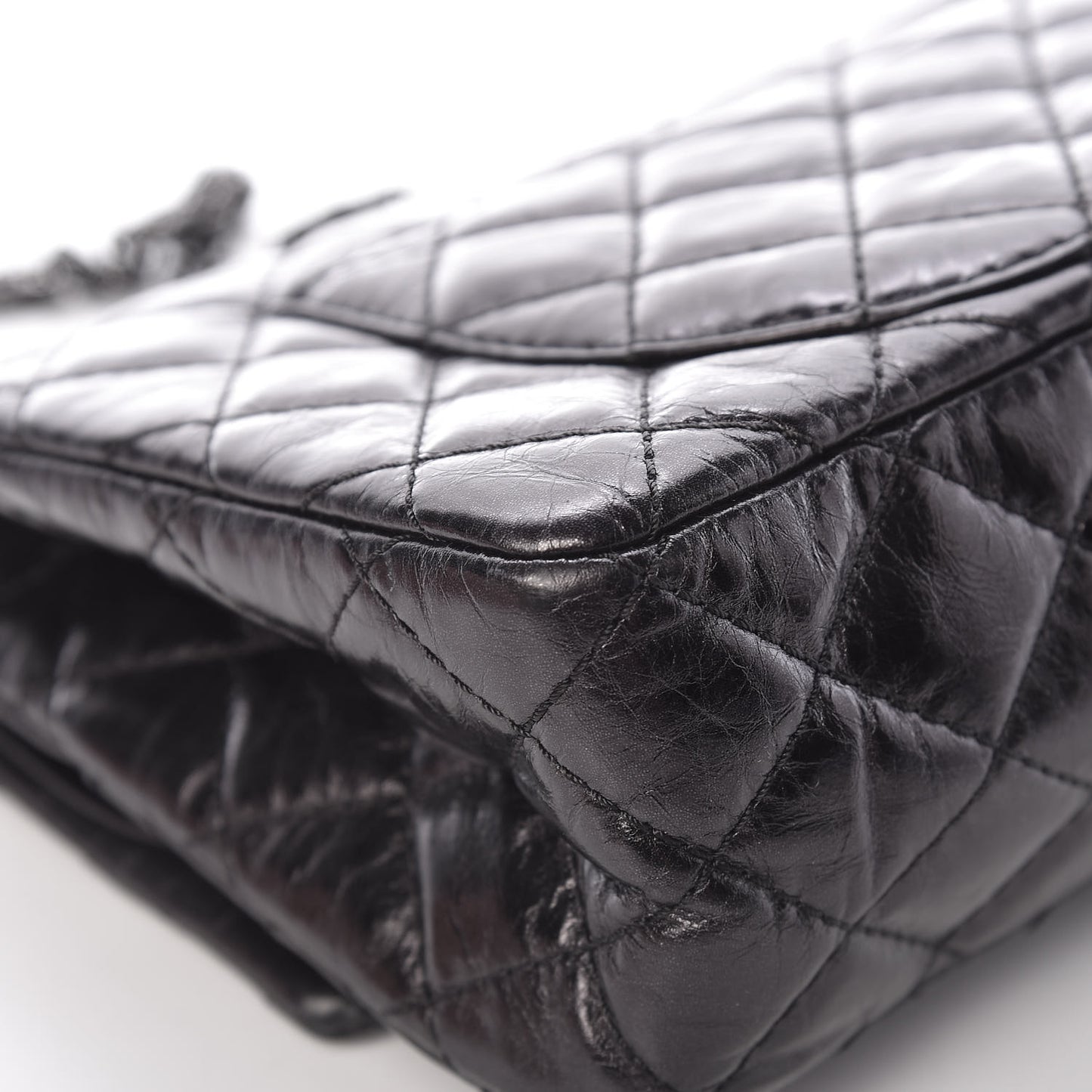 Metallic Aged Calfskin Quilted 2.55 Reissue 225 Flap So Black