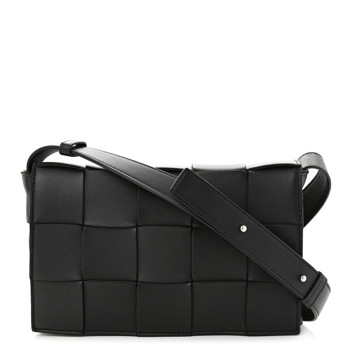 Lambskin Maxi Intrecciato Cassette Crossbody Bag Black