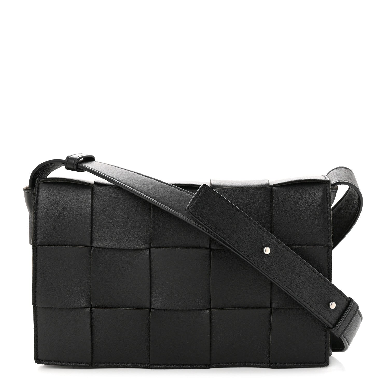 Bottega Veneta Lambskin Maxi Intrecciato Cassette Crossbody Bag Black 1 of 13