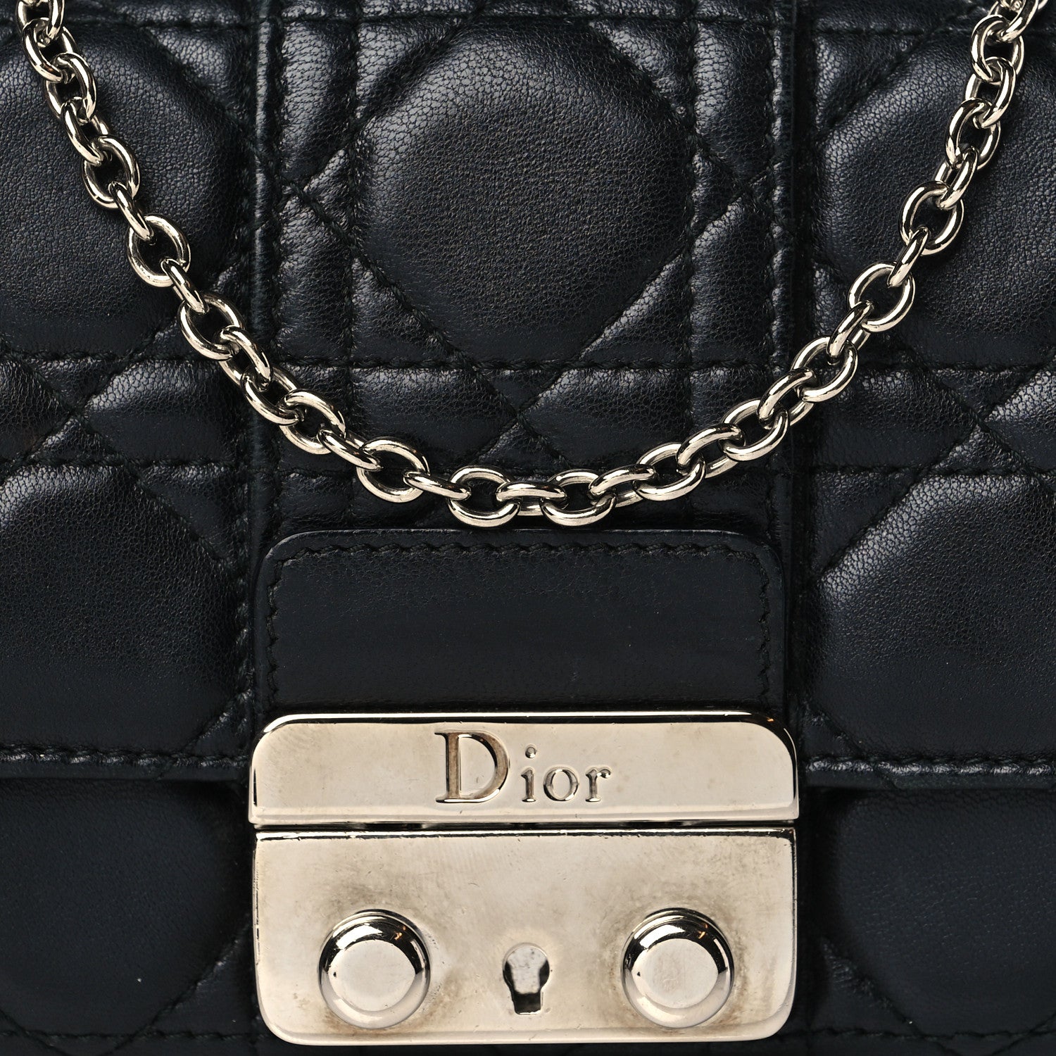 Christian Dior Lambskin Cannage Miss Dior Chain Wallet Black 7 of 14