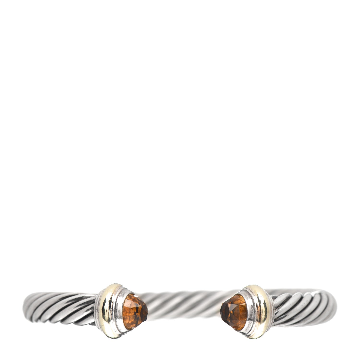 David Yurman Sterling Silver 14K Yellow Gold Citrine 7mm Cable Classics Bracelet 1 of 4