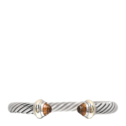 David Yurman Sterling Silver 14K Yellow Gold Citrine 7mm Cable Classics Bracelet 1 of 4