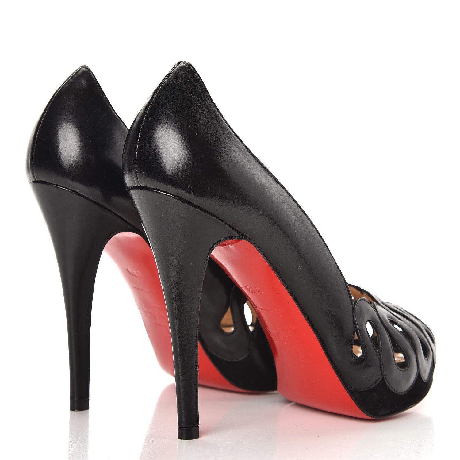Christian Louboutin Nappa Suede Beaute 120 Platform Peep Toe Pumps 37.5 Black 4 of 9