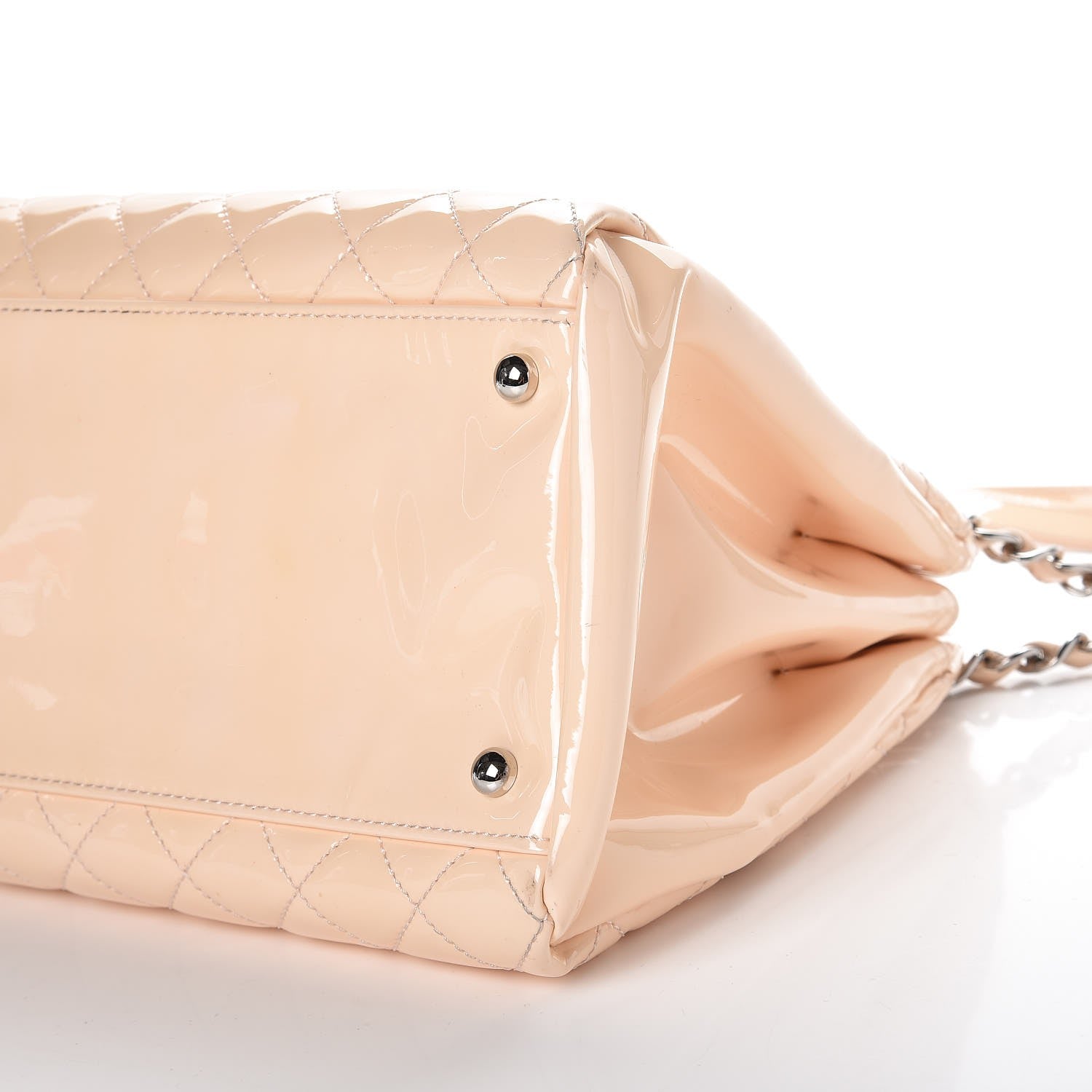 Chanel Patent Quilted Large Just Mademoiselle Bowling Bag Beige 11 of 11