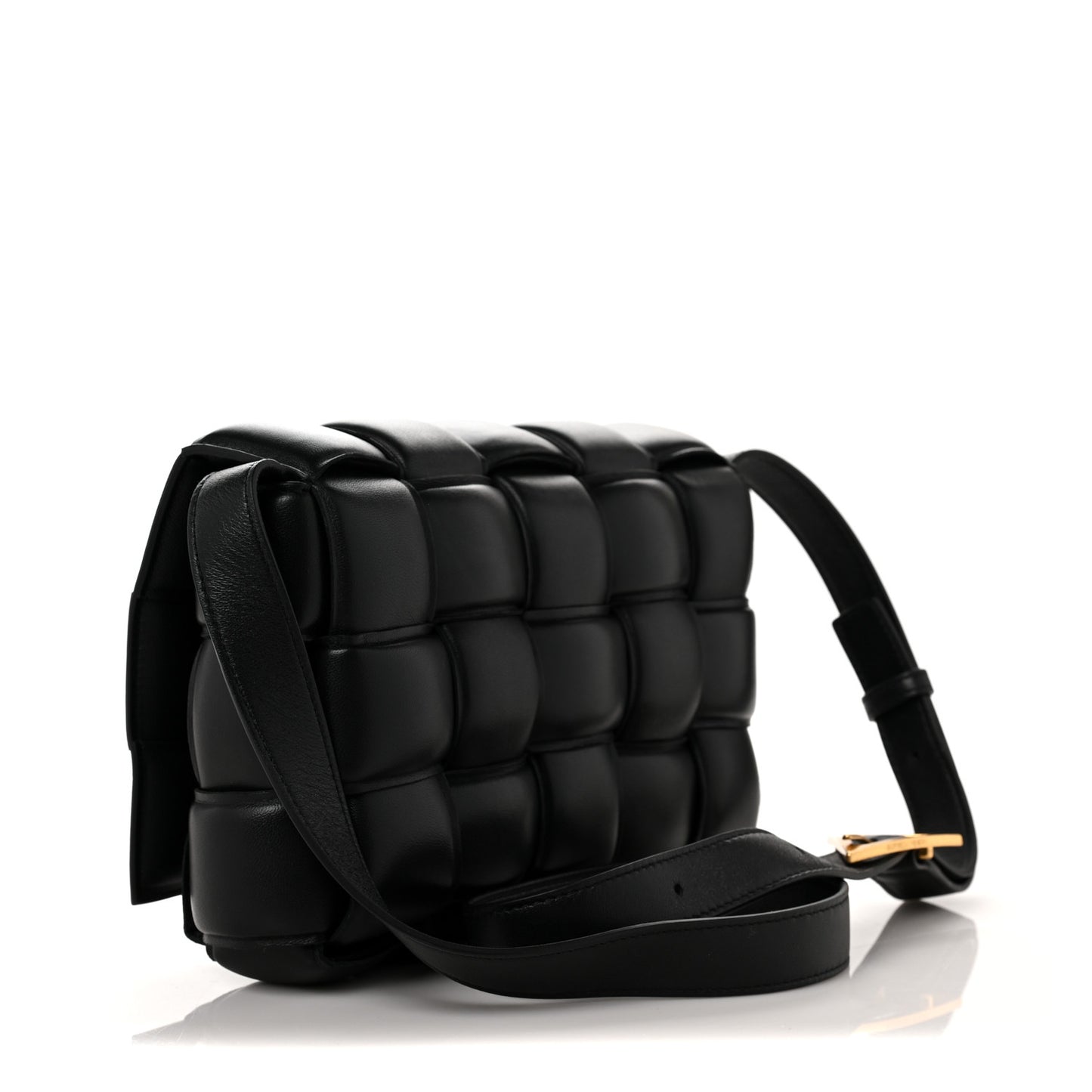 Nappa Maxi Intreccio Padded Cassette Crossbody Bag Black