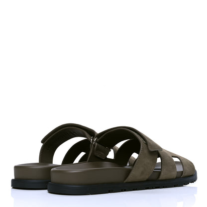 Hermes Suede Goatskin Mens Chypre Sandals 42 Vert Army 3 of 4