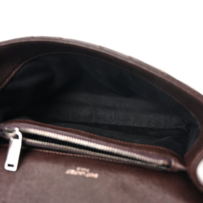 Saint Laurent Sheepskin Matelasse Chevron Monogram Medium College Bag Black Tulip 5 of 13
