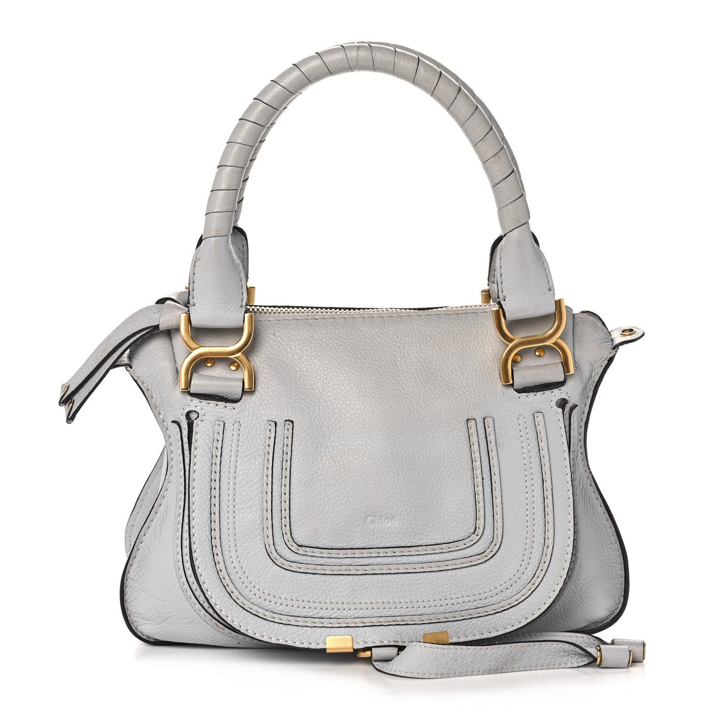 Calfskin Small Marcie Satchel Airy Grey