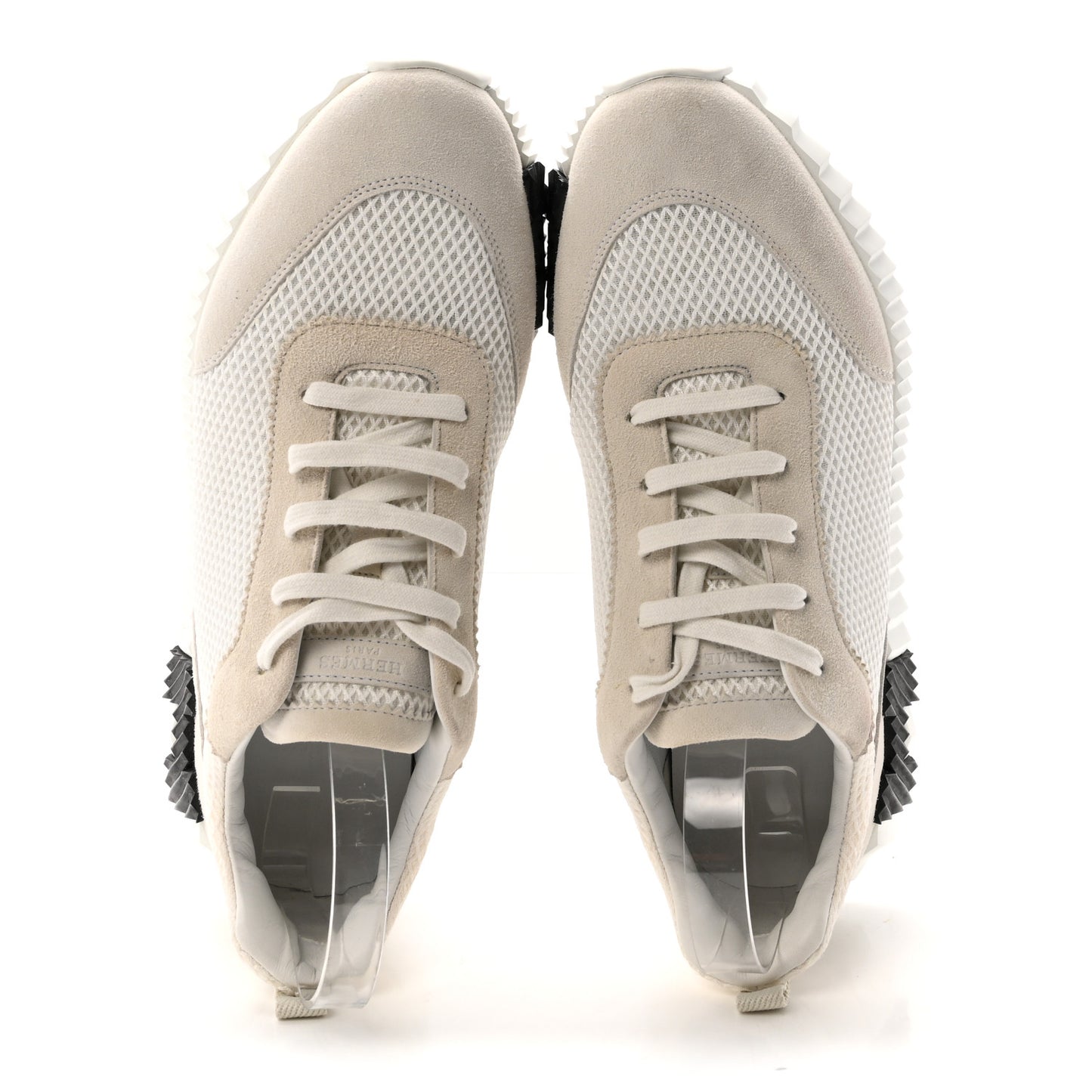 Graphic Mesh Suede Goatskin Mens Bouncing Sneakers 43  White Black