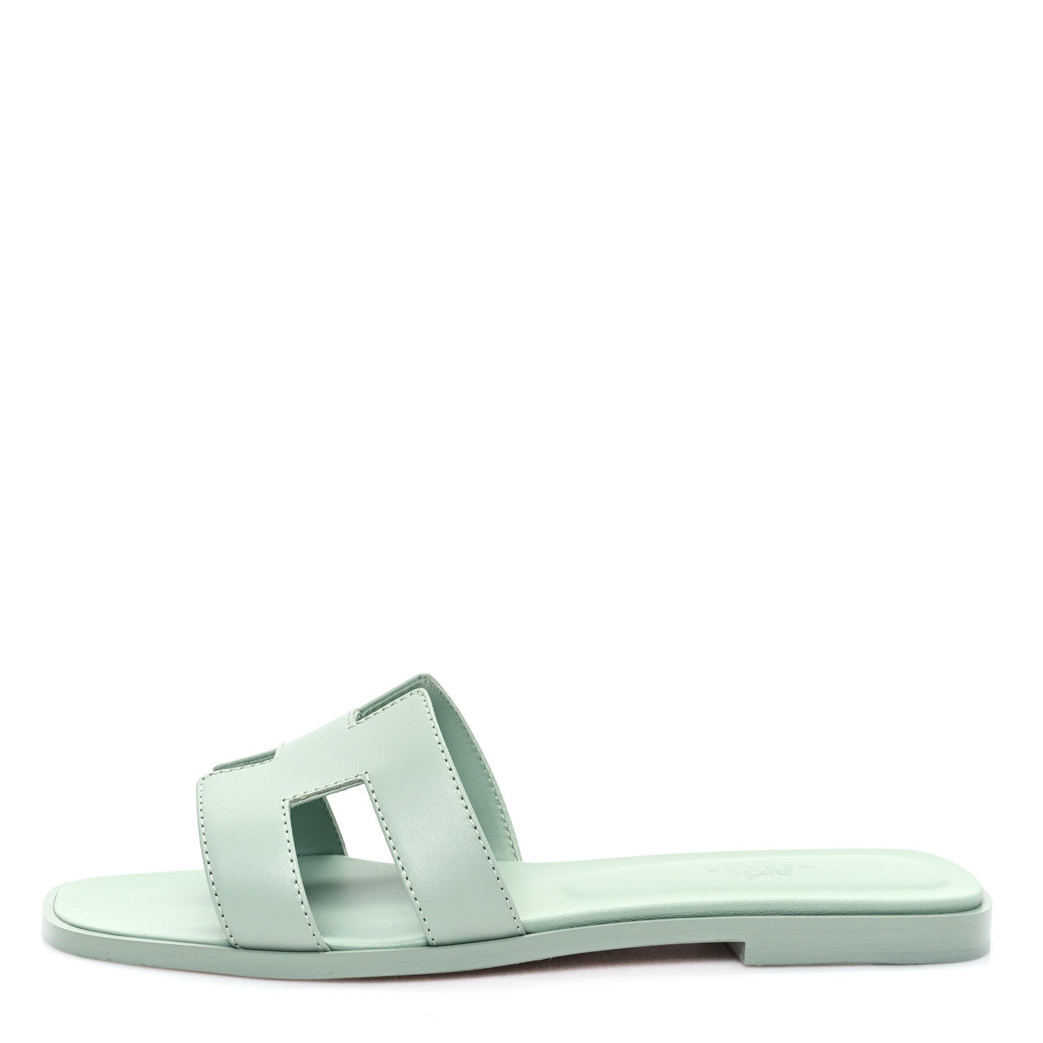 Hermes Calfskin Oran Sandals 38.5 Vert D'eau 1 of 9