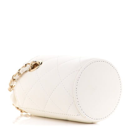 Chanel Lambskin Quilted Mini Bucket Bag With Chain White 3 of 6