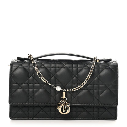 Christian Dior Lambskin Lady Dior Top Handle Clutch Black 1 of 9