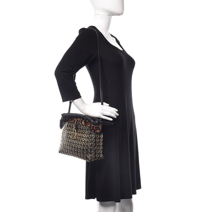 Burberry Calfskin Calf Hair Leopard Print Grommet Little Crush Black 2 of 9