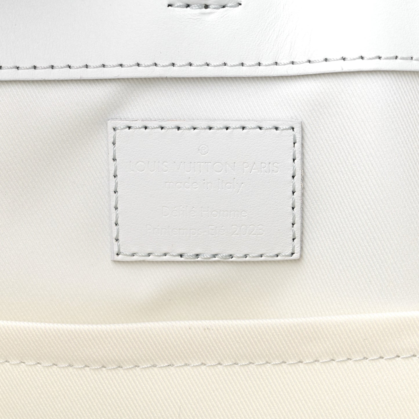 Calfskin LV Ornament Sac Plat 24H Optic White
