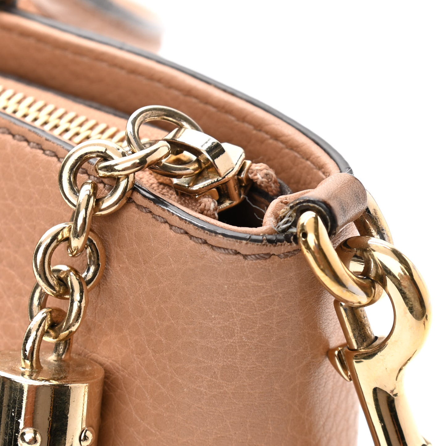 Pebbled Calfskin Small Soho Top Handle Bag Camelia