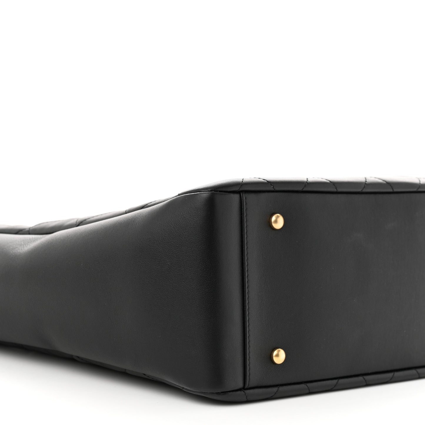 Calfskin Stitched Large Shopping Bag Black