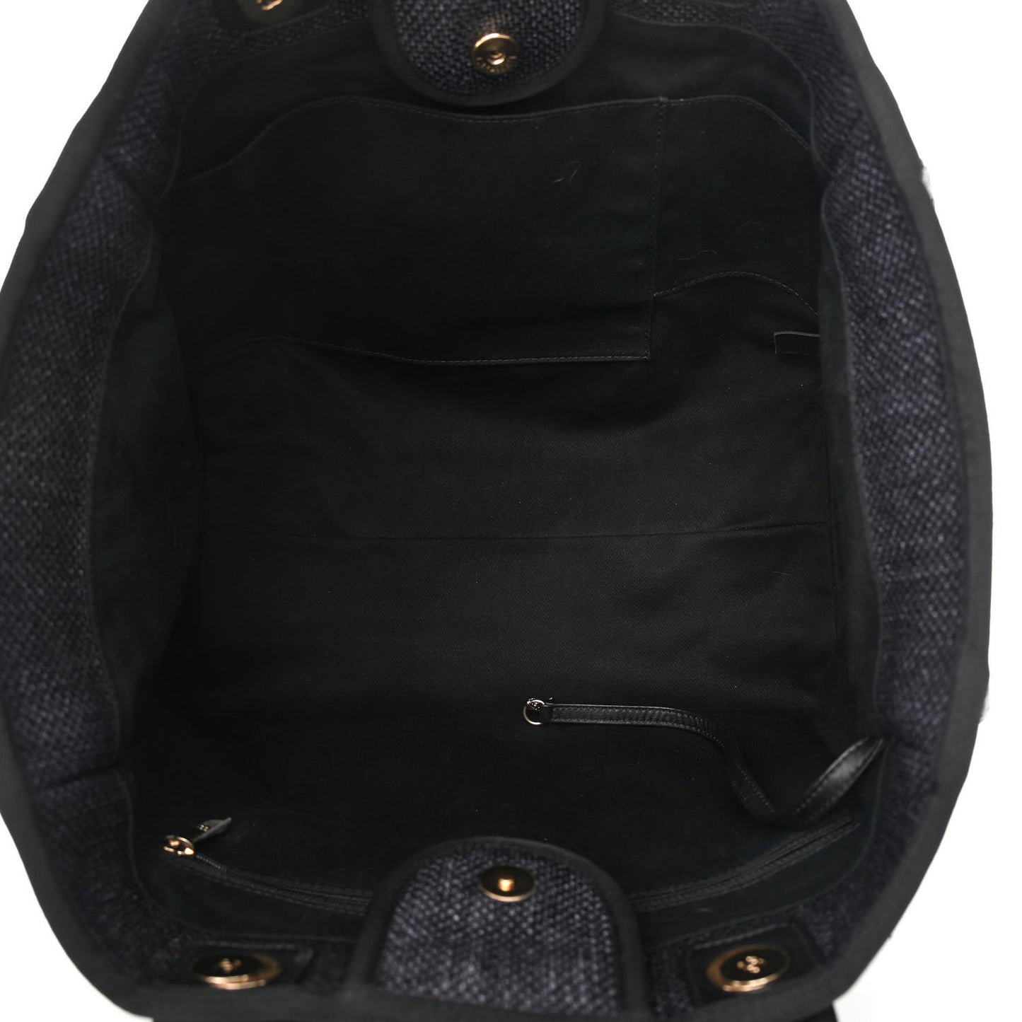 Woven Straw Raffia Large Deauville Tote Black