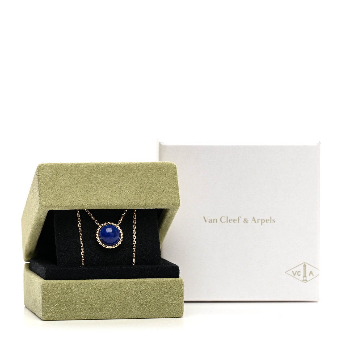 18K Yellow Gold Lapis Lazuli Perlee Couleurs Pendant Necklace