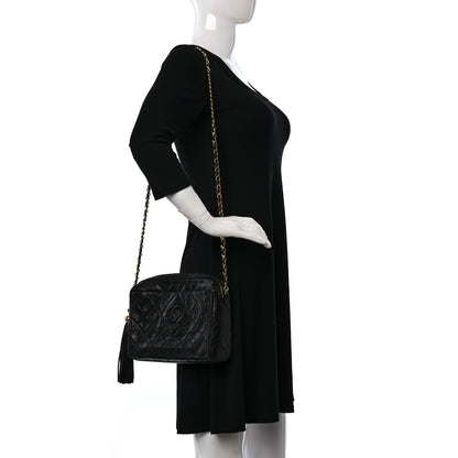 Chanel Lambskin Quilted CC Tassel Camera Case Black 2 of 11