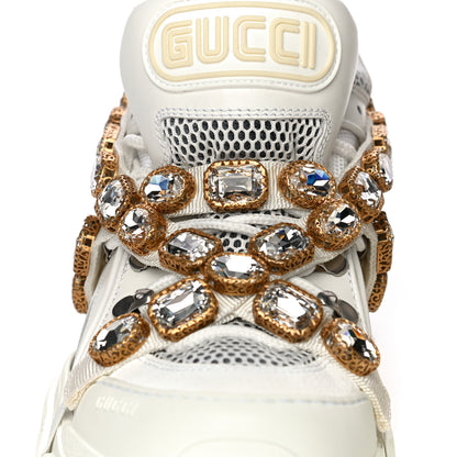 Gucci X SEGA Mesh Calfskin Suede Removable Crystals Womens Flashtrek Sneakers 38.5 Great White 14 of 15