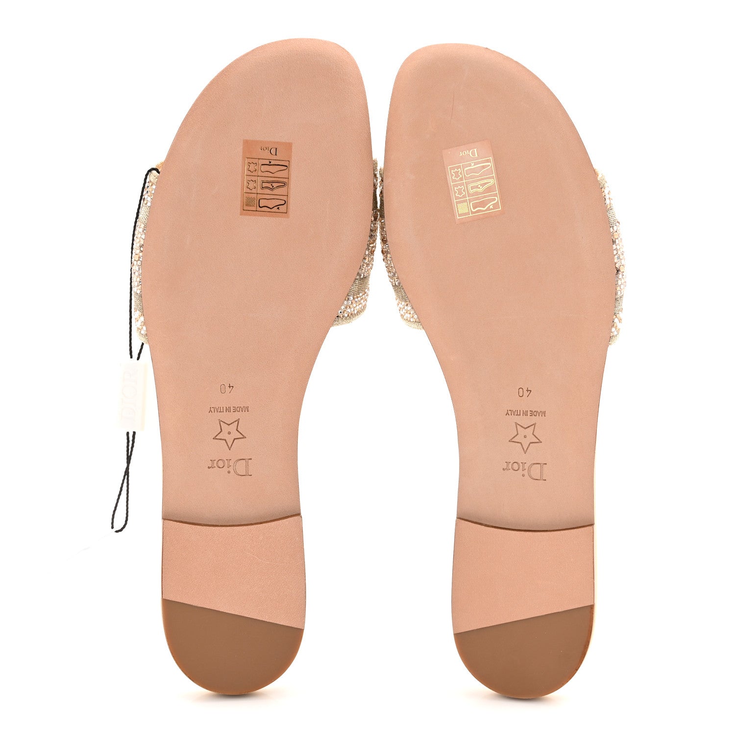 Christian Dior Cotton Strass Embroidered Dway Slide Sandals 40