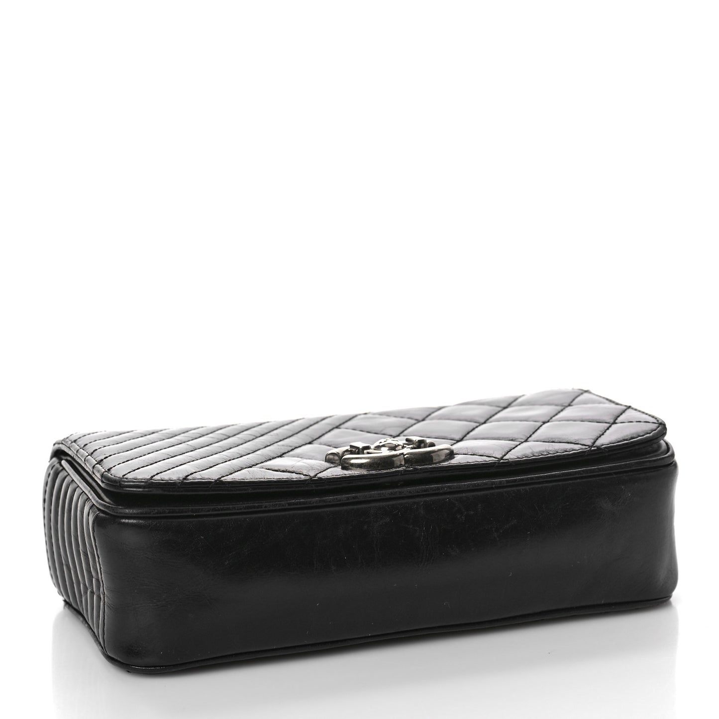 Glazed Calfskin Quilted Small Coco Boy Flap Black