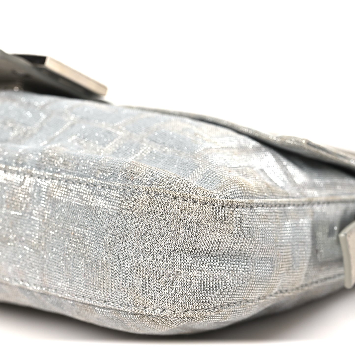 Metallic Lurex Zucca Vitello Baguette Argento