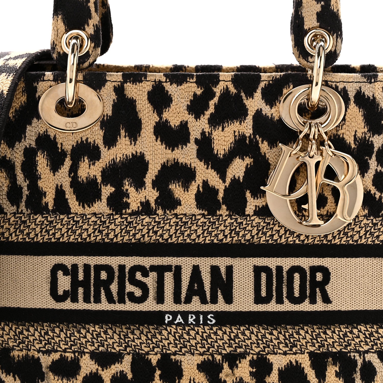 Christian Dior Canvas Medium Mizza Embroidered Lady D-Lite Beige Multicolor 7 of 9