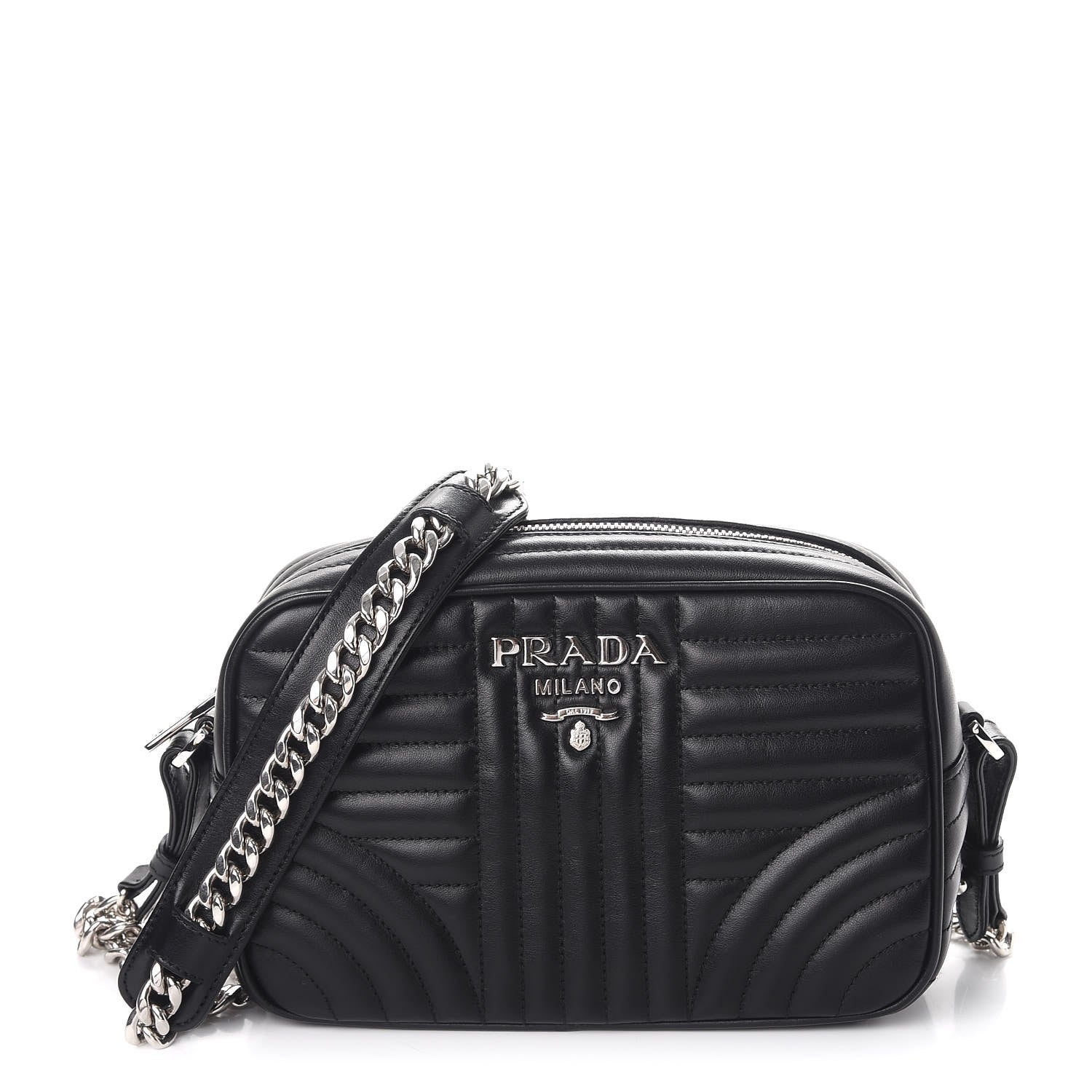 Prada Soft Calfskin Diagramme Crossbody Bag Black 1 of 7
