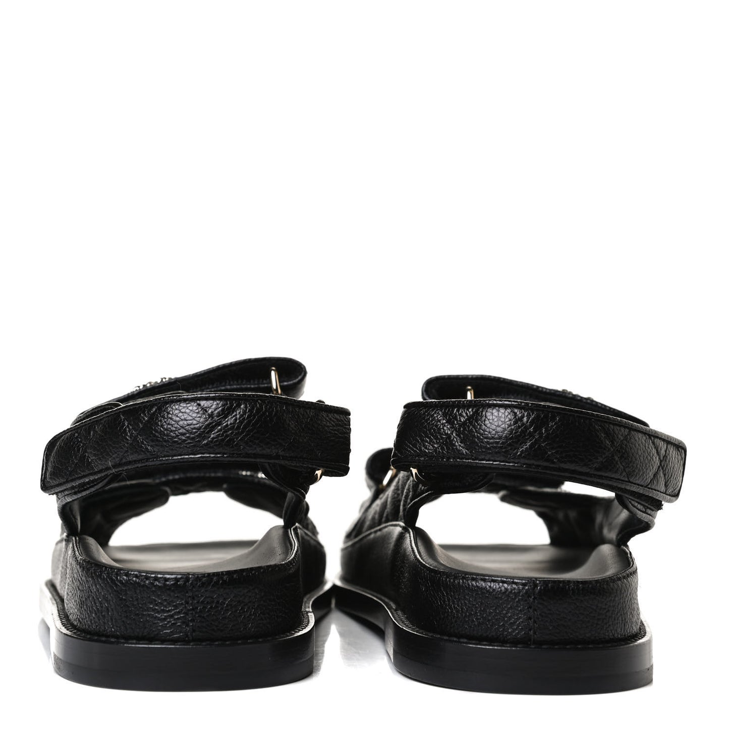 Grained Calfskin Velcro Dad Sandals 37.5 Black