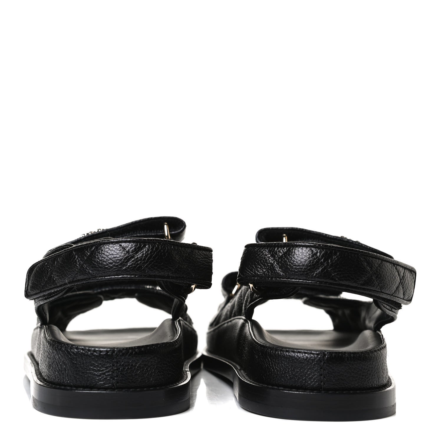 Chanel Grained Calfskin Velcro Dad Sandals 37.5 Black 6 of 12