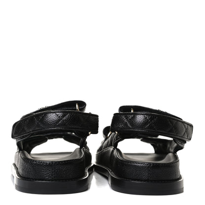 Chanel Grained Calfskin Velcro Dad Sandals 37.5 Black 6 of 12
