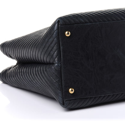 Chanel Wrinkled Lambskin Chevron Quilted Large Surpique Tote Black 8 of 9