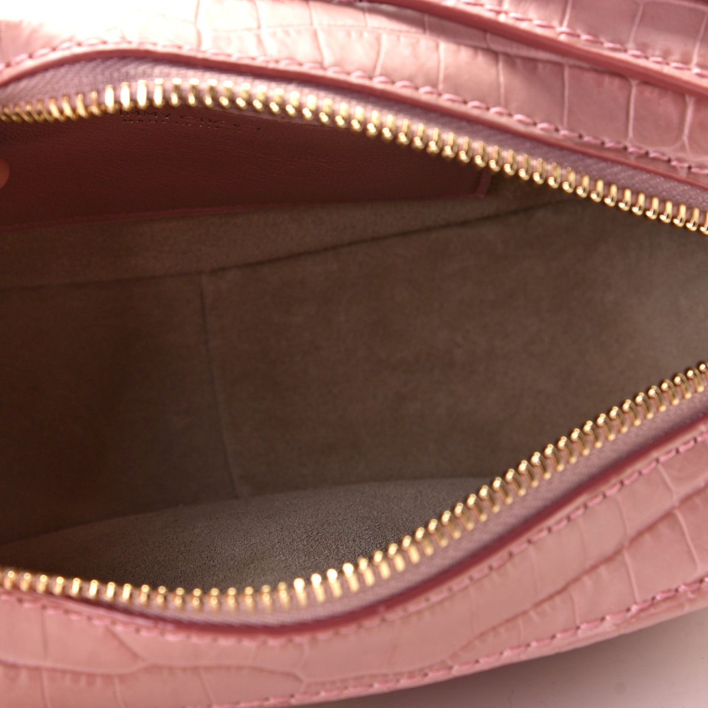 Calfskin Crocodile Embossed Varenne Camera Bag Blush