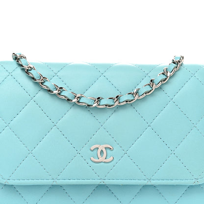 Chanel Lambskin Quilted Mini Wallet On Chain WOC Neon Blue 8 of 11