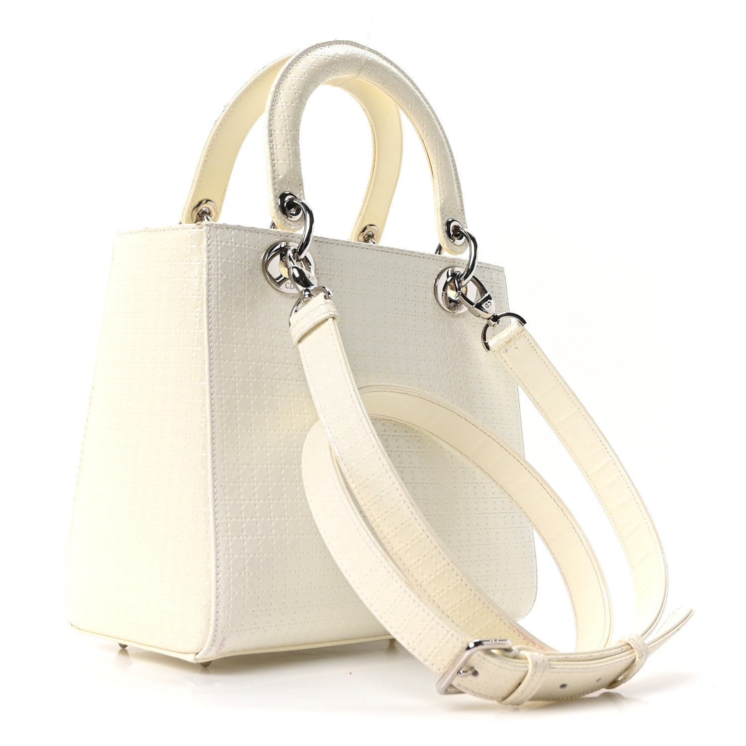 Christian Dior Patent Micro-Cannage Medium Lady Dior White 3 of 10
