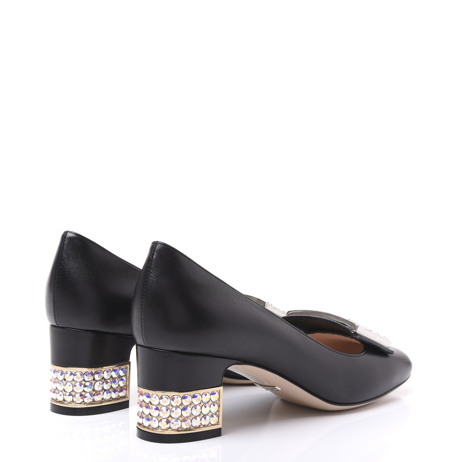 Gucci Malaga Kid Crystal Square G Madelyn Mid Heel Loafer Pumps 37 Black 4 of 9