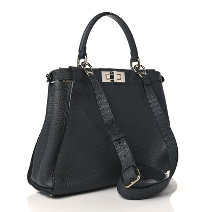 Fendi Cuoio Romano Selleria Bi-Color Medium Peekaboo Iconic Satchel Asfalto Latte 3 of 9